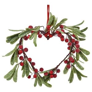 X-MAS függődísz, szív alakú, piros bogyókkal 24 cm kép