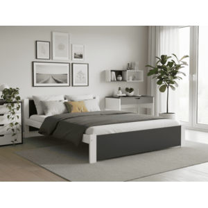 Ágy IKAROS 120 x 200 cm, antracit/fehér Matrac: Coco Maxi matrac 20 cm, Ágyrács: Ágyrács nélkül kép