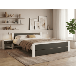 Ágy IKAROS DOUBLE 120 x 200 cm, antracit/fehér Matrac: Matrac nélkül, Ágyrács: Ágyrács nélkül kép