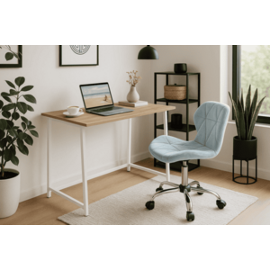 Dolgozószobai szett – összecsukható íróasztal ZARIMO 80×40 cm fehér + irodai szék AVOLA VELVET világoskék kép