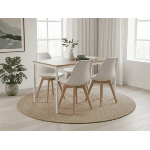 Étkező szett 1 + 4, RAMOD asztal 100x60 cm fehér/tölgy dekor + KITO fehér szék kép