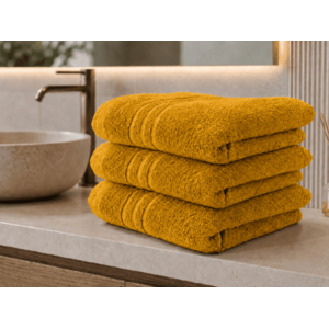 Fürdőlepedő CLASSIC COLOR 70 x 140 cm mustárszínű, 100% pamut kép