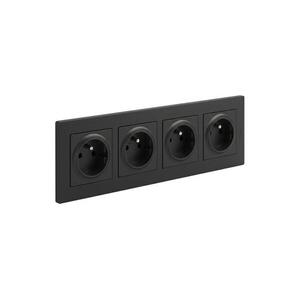 Legrand - Négyes háztartási konnektor 250V/16A NILOE STEP fekete LR0047+LR0033+LR0033+LR0033+LR0033 kép