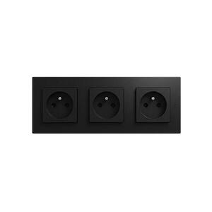 Legrand - Háztartási háromfoglalatos fali aljzat 250V/16A NILOE STEP fekete LR0046+LR0033+LR0033+LR0033 kép