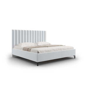 Világosszürke kárpitozott ágyneműtartós franciaágy ágyráccsal 180x200 cm Casey – Mazzini Beds kép