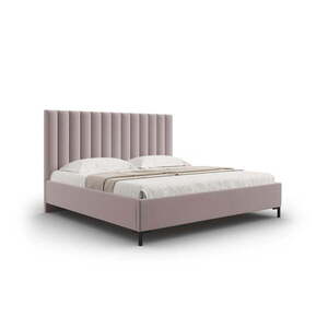 Világos rózsaszín kárpitozott ágyneműtartós franciaágy ágyráccsal 180x200 cm Casey – Mazzini Beds kép
