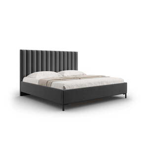 Sötétszürke kárpitozott ágyneműtartós franciaágy ágyráccsal 140x200 cm Casey – Mazzini Beds kép