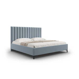 Világoskék kárpitozott ágyneműtartós franciaágy ágyráccsal 140x200 cm Casey – Mazzini Beds kép