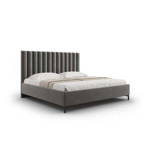Szürke kárpitozott ágyneműtartós franciaágy ágyráccsal 160x200 cm Casey – Mazzini Beds kép