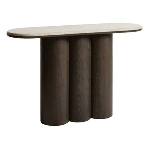 Sötét natúr színű konzolasztal márvány asztallappal 38x120 cm Piazze – Unique Furniture kép