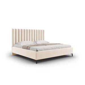 Bézs kárpitozott ágyneműtartós franciaágy ágyráccsal 160x200 cm Casey – Mazzini Beds kép