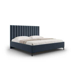 Sötétkék kárpitozott ágyneműtartós franciaágy ágyráccsal 140x200 cm Casey – Mazzini Beds kép