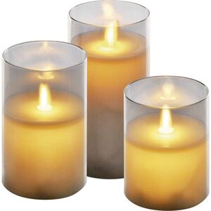 EMOS LED dekoráció - 3x viaszgyertya üvegben, 6x AA, melegfehér, időzítővel kép