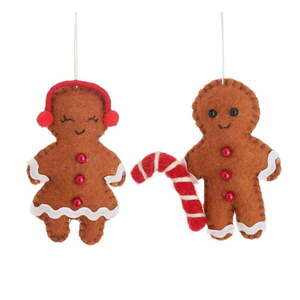 Textil kézzel készített karácsonyfadísz készlet 2 db-os 6, 5 cm Gingerbread Couple – Sass & Belle kép
