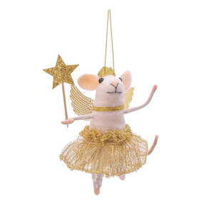 Textil kézzel készített karácsonyfadísz 10 cm Fairy Mouse with Wand – Sass & Belle kép