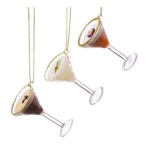 Üveg karácsonyfadísz készlet 3 db-os 15, 5 cm Martini Cocktail – Sass & Belle kép
