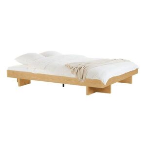 Natúr színű MDF franciaágy ágytámla nélkül ágyráccsal 160x200 cm tölgyfa dekorral Kito – noo.ma kép