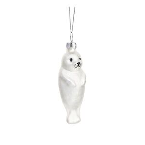 Üveg kézzel készített karácsonyfadísz 9 cm Baby Seal – Sass & Belle kép