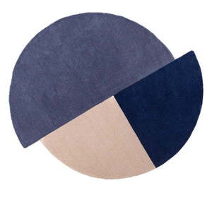 Kék kézi szövésű gyapjú kerek szőnyeg ø 150 cm Mia Segment – Flair Rugs kép