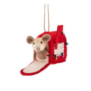 Textil karácsonyfadísz 13 cm Mouse in Letter Box – Sass & Belle kép