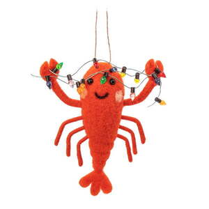 Textil kézzel készített karácsonyfadísz 14 cm Lobster with Fairy Lights – Sass & Belle kép
