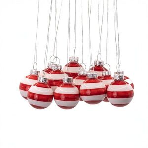 Üveg kézzel készített karácsonyfadísz készlet 12 db-os ø 3 cm Bauble Stripe – Sass & Belle kép