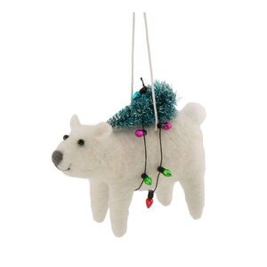 Textil karácsonyfadísz 12 cm Polar Bear with Christmas Lights – Sass & Belle kép