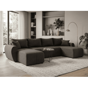 SEVIO U alakú kihúzható ülőgarnitúra, 311x145 cm, sötétszürke + 2 párna INGYEN kép