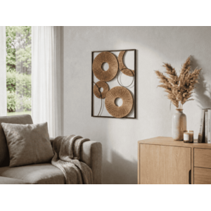 AKCIÓ Fali dekoráció CIRCLES fémből 48x68 cm, barna II. osztály kép