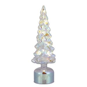XMAS világító-forgó dekorfenyő LED fénnyel, ezüst 34 cm kép