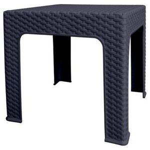 Mega Plast BISTRO műanyag asztal, műrattan kivitelben, 42, 5 × 42, 5 × 42 cm, antracit színben kép