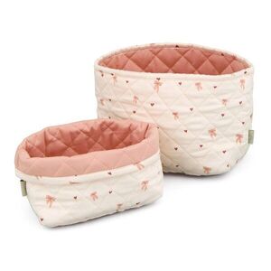 Rózsaszín-krémszínű textil játéktároló kosár szett 2 db-os ø 24x17 cm Bows – Cam Cam Copenhagen kép