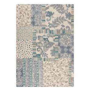 Kék-bézs kézi szövésű gyapjú szőnyeg 200x290 cm Eloise Patchwork – Flair Rugs kép