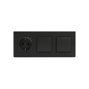Legrand-Kettős egypólusú 1-es kapcsoló és otthoni SCHUKO aljzat 250V/16A NELOE STEP LR0046+LR0038+LR0038+LR0116 kép