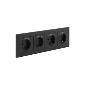 Legrand - Négyes fali aljzat SCHUKO 250V/16A NILOE STEP fekete LR0047+LR0116+LR0116+LR0116+LR0116 kép