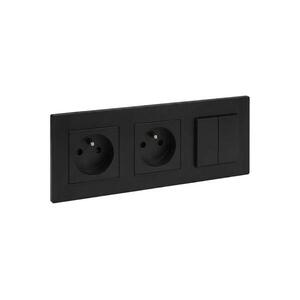 Legrand-Kettős fali aljzat 250V/16A és kettős kapcsoló 5-ös NILOE STEP fekete LR0046+LR0039+LR0033+LR0033 kép