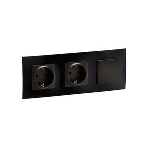 Legrand-Dupla lakossági SCHUKO aljzat 250V/16A és 1-es egypólusú kapcsoló NILOE LR0014+LR0114+LR0114+LR0006 kép