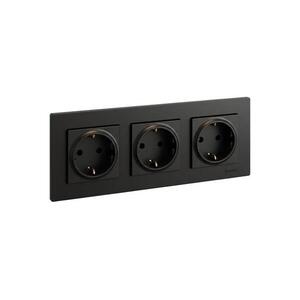 Legrand - Háromcsatlakozós háztartási SCHUKO aljzat 250V/16A NILOE STEP fekete LR0046+LR0116+LR0116+LR0116 kép