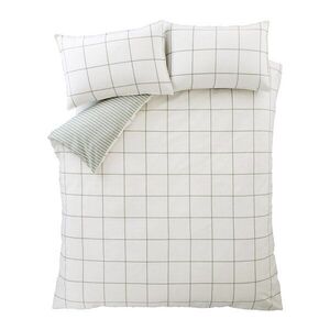 Zöld-krémszínű egyszemélyes flanel ágyneműhuzat 135x200 cm Brushed Regal Check – Bianca kép