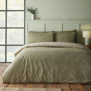 Zöld kétszemélyes flanel ágyneműhuzat 200x200 cm Brushed Herringbone – Catherine Lansfield kép