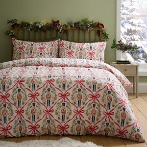 Natúr színű kétszemélyes ágyneműhuzat 200x200 cm Christmas Nutcracker Bows – Catherine Lansfield kép