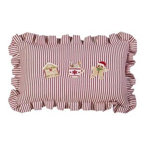 Díszpárna karácsonyi mintával 30x50 cm Christmas Gingerbread Stripe – Catherine Lansfield kép