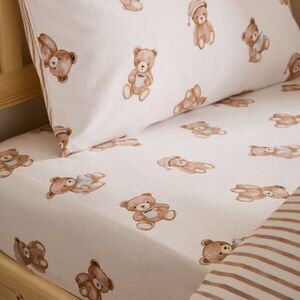 Krémszínű gumis egyszemélyes flanel gyerek lepedő 70x140 cm Brushed Teddy Bear – Catherine Lansfield kép