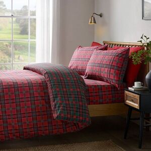 Piros-sötétzöld kétszemélyes ágyneműhuzat 230x220 cm Tartan Check – Catherine Lansfield kép