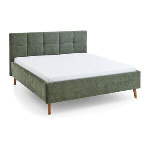 Khaki kárpitozott ágyneműtartós franciaágy ágyráccsal 180x200 cm Nova – Meise Möbel kép