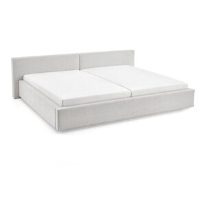 Szürke kárpitozott ágyneműtartós franciaágy ágyráccsal 200x240 cm Cube – Meise Möbel kép