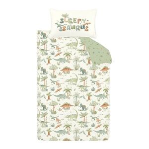 Krémszínű egyszemélyes flanel gyerek ágyneműhuzat 135x200 cm Brushed Sleepy Saurus Dino – Catherine Lansfield kép
