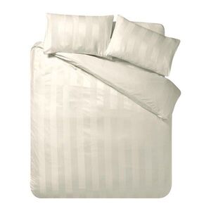 Krémszínű kétszemélyes szatén ágyneműhuzat 200x200 cm So Soft Satin Stripe – Catherine Lansfield kép