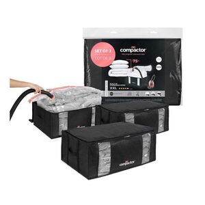 Fekete vákuumos műanyag tárolódoboz szett 3 db-os 65x45x27 cm Black Edition – Compactor kép