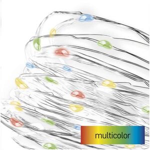 EMOS LED karácsonyi nano fényfüzér, 1, 9 m, 2x AA, beltéri, többszínű, időzítő kép